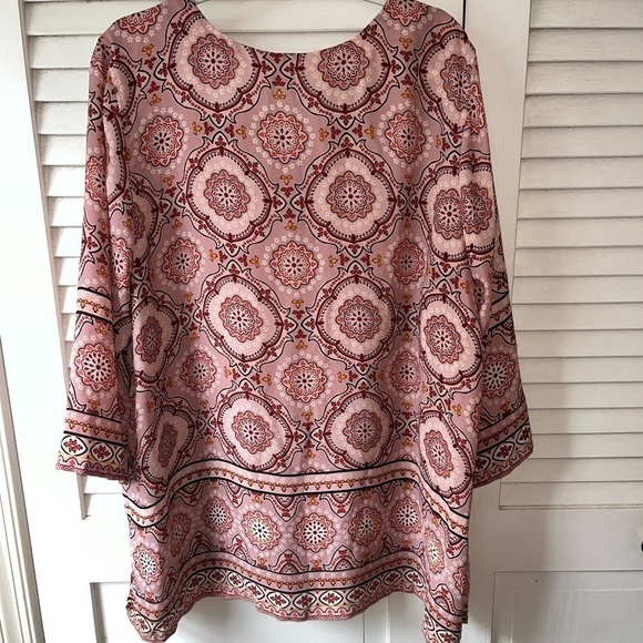 Violet & Claire 3/4 Sleeve Tunic V/Neck Blouse Top 3X Boho Cottegecore - Picture 6 of 6